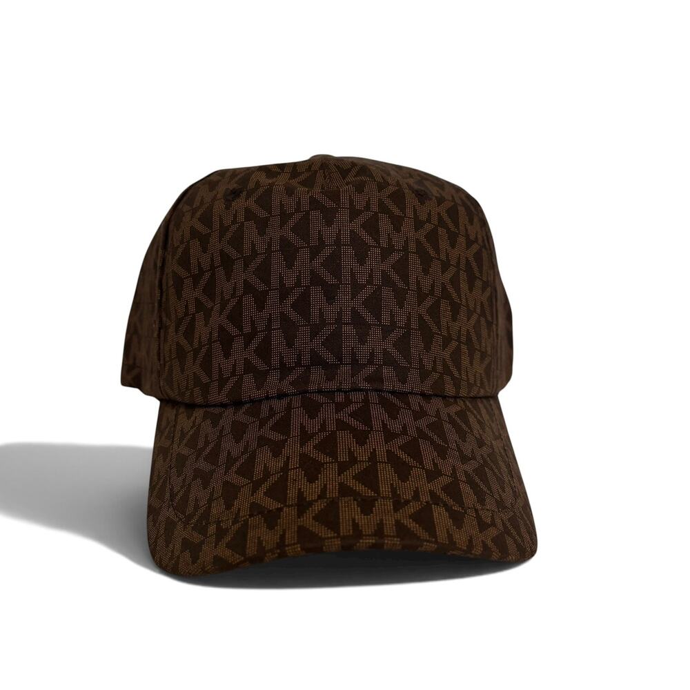 Michael Kors MK Monogram Logo Women Brown Adjustable Strap-Back Baseball Cap NWT